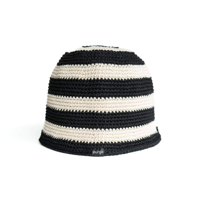 Steam Crusher Hat -double borders- BLACKxCREAM