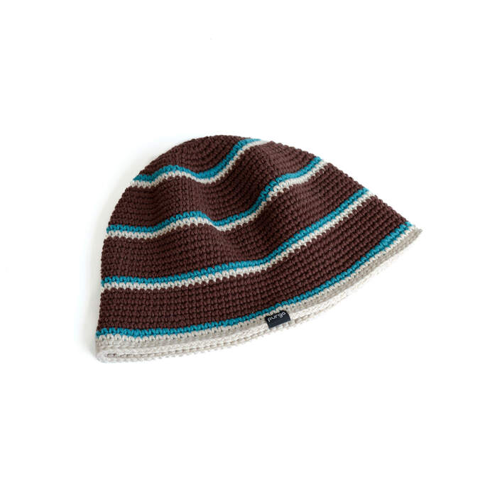 Steam Crusher Hat -kaksi viivaa- BROWNxTURQUOISE