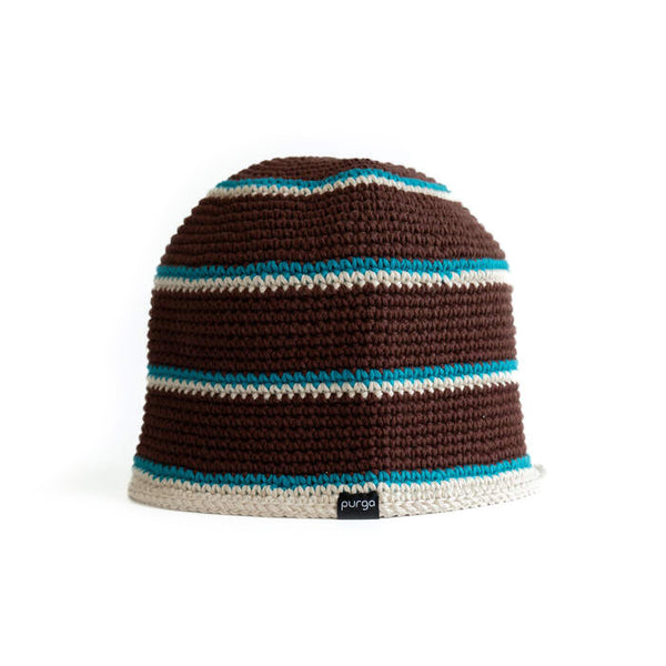 Steam Crusher Hat -kaksi viivaa- BROWNxTURQUOISE