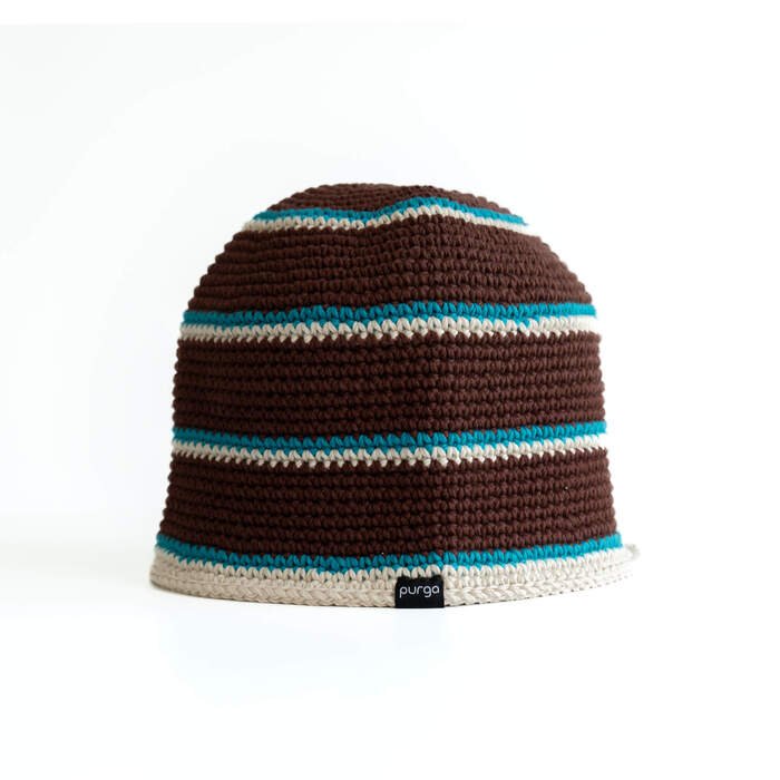 Steam Crusher Hat -kaksi viivaa- BROWNxTURQUOISE