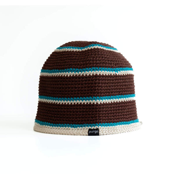 Steam Crusher Hat -double stripes- BROWNxTURQUOISE