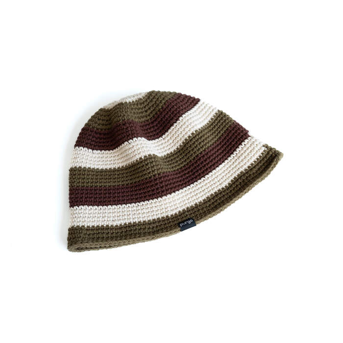 Steam Crusher Hat -triple borders- BROWNxCREAMxKHAKI