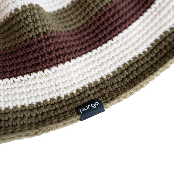 Steam Crusher Hat -triple borders- BROWNxCREAMxKHAKI