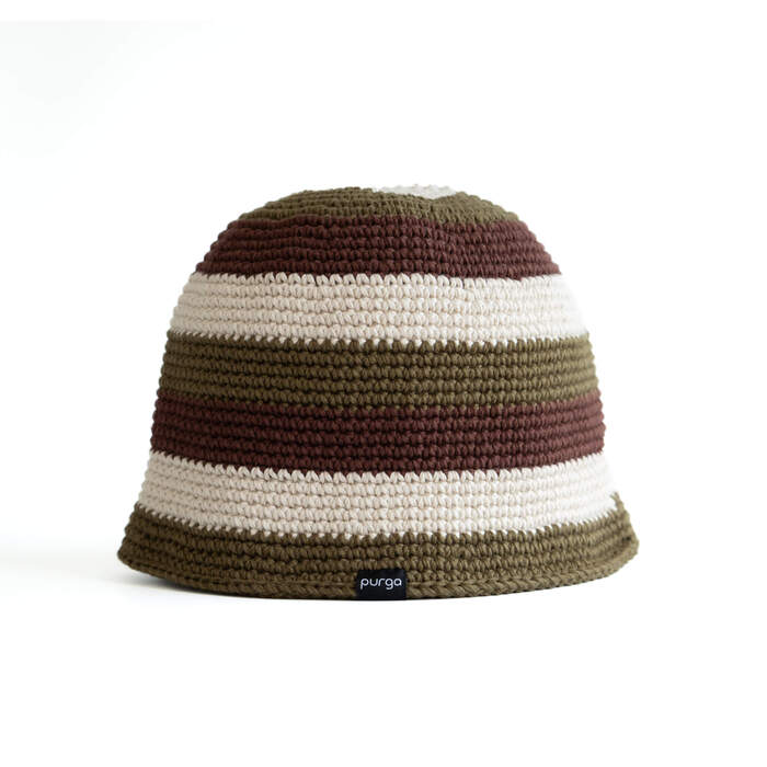 Steam Crusher Hat -triple borders- BROWNxCREAMxKHAKI