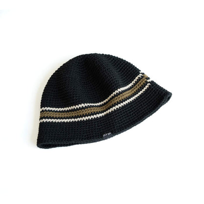 Steam Crusher Hat -classic stripe- BLACKxCREAM