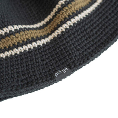 Steam Crusher Hat -classic stripe- BLACKxCREAM