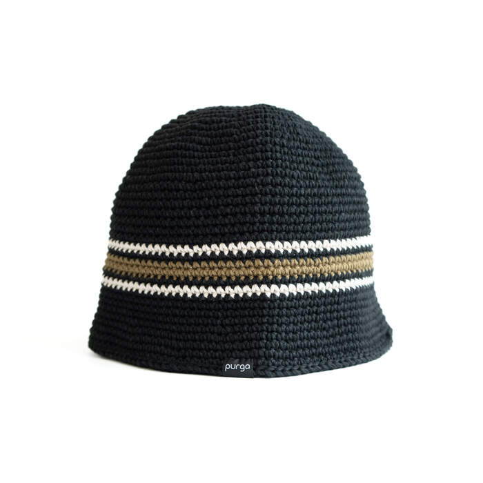 Steam Crusher Hat -classic stripe- BLACKxCREAM